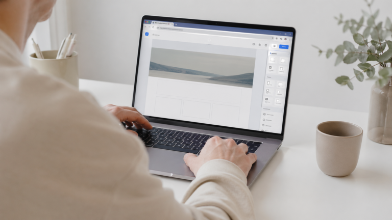 Persona creando una web en Google Sites desde un portátil