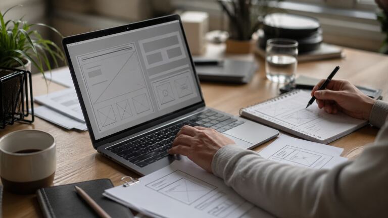 Persona montando una web en WordPress con una estructura clara
