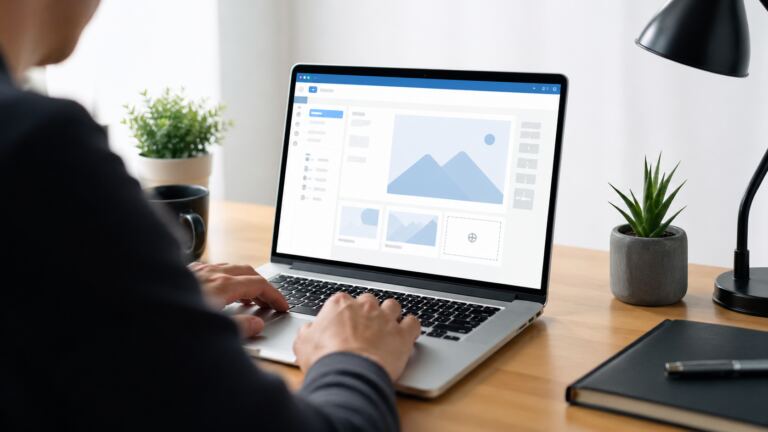 Persona montando una página gratuita en WordPress