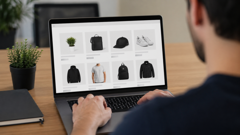 Persona revisando una tienda WooCommerce en WordPress