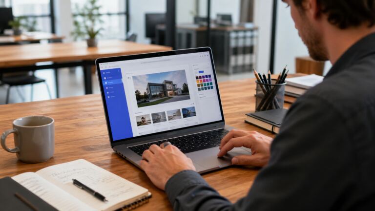 Persona usando una herramienta de diseño web con IA gratis